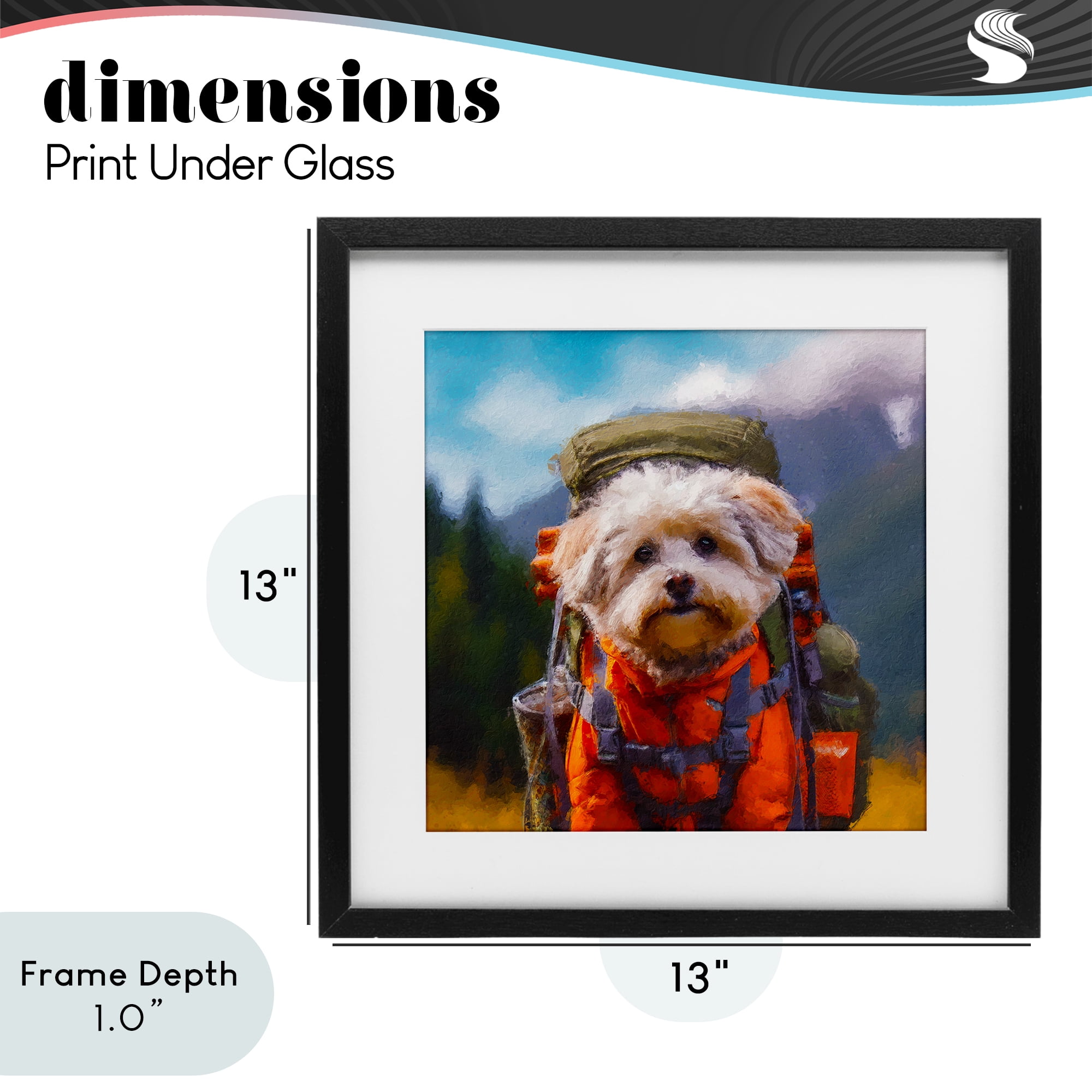 Stupell Industries Adventuring Hiker Dog Black Framed Print Under Glass, design by Sean Parnell