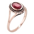 thumbnail image 2 of 10k Rose Gold Vintage Style Genuine Oval Ruby Split Shank Ring, 2 of 5