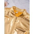 thumbnail image 5 of Sholeno Kids Girls Shiny Metallic Long Sleeve Bomber Jacket Coat Hip Hop Dance Top Motorcycle Gold 12, 5 of 8