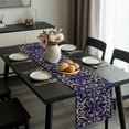 thumbnail image 2 of Abstract Blue Gold Table Runner 90 Inches Long, Luxurious Traditional Flower Leaf Kitchen Coffee Dining Table Decoration for Home Party Birthday Wedding Home Decor 13x90 Inches, 2 of 8