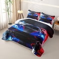 thumbnail image 3 of Castle Fairy Sports Car Twin Quilt Set for Boys,Smoke Splash Art Twin Coverlet Set for Bedroom,Blue Red, 3 of 7