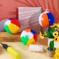 thumbnail image 4 of SHIQI-36 Pieces Mini Beach Balls Bulk 4.7 Inch Inflatable Beach Ball Decorations Small Rainbow Beach Balls with Hanging Rope Hooks Inflator for Beach Pool Toys Hawaiian Summer Birthday Party Decor, 4 of 4
