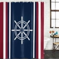 thumbnail image 2 of Navy Blue Red Stripe Bathroom Shower Curtains with 12 Hooks Polyester Waterproof Shower Curtain for Stalls and Bathtubs Coastal Nautical Rudder Farmhouse Decorative Bathroom Curtain 66x72 Inches, 2 of 9
