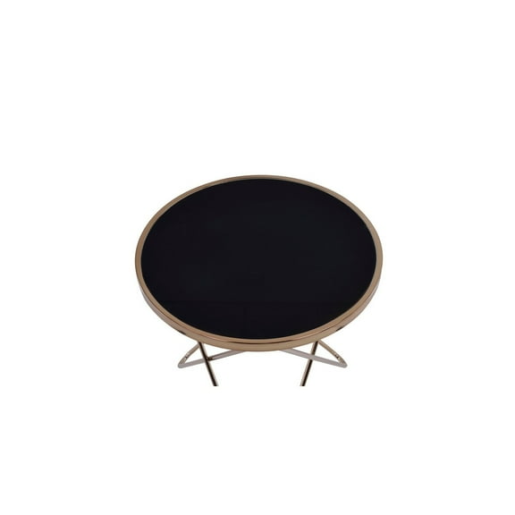 Round End Table Asian Style|Living Room Accent Table with Glass Top & Gold Base|22 Inch Modern Side Table