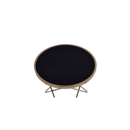 Round End Table Asian Style|Living Room Accent Table with Glass Top & Gold Base|22 Inch Modern Side Table