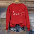 thumbnail image 2 of Sudadera Penkiiy Valentine para mujer: lindas camisetas del día de San Valentín Love Heart Graphic Print Suéter de manga larga Tops XL Red, 2 of 5
