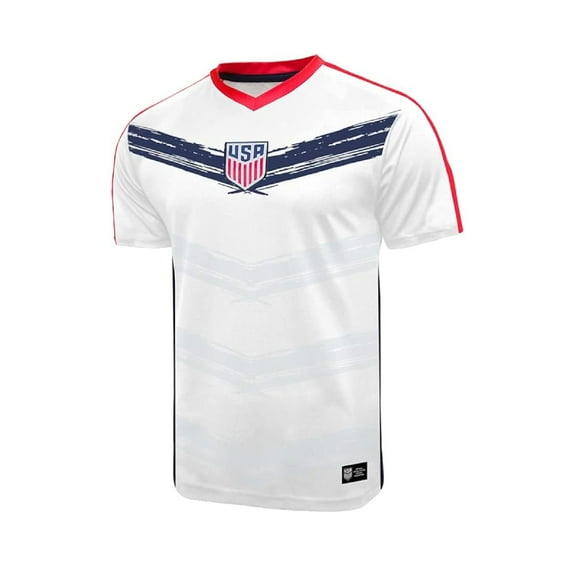Icon Sports U.S. Soccer Federation USMNT Adult Game Day Soccer Poly Shirt - Crossover White, Large