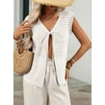 thumbnail image 5 of Womens Tie Crochet Shrug Short Sleeve Open Front Knit Cropped Cardigan Sweaters Cover Up  L, 5 of 7