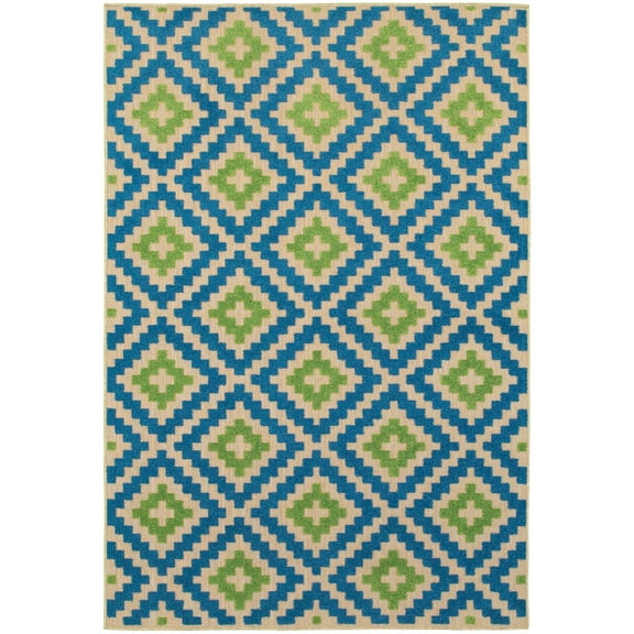 Style Haven Cara Mixed Pile Geometric Diamond Indoor-Outdoor Area Rug 7'10" x 10'10" 8' x 10' Outdoor, Indoor Kitchen, Living Room, Patio Rectangle