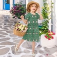thumbnail image 4 of FORMRS Girls Short Sleeve Dress Summer Casual Round Neck A-line Beach Sundress, Sizes 2T-8T, Green Christmas Trees, 4 of 8