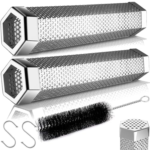 Smoke Tube for Pellet Smoker 2 Pack,12'' Smoker Tube for Pellet Grill - Hot or Cold Smoker Accessories for Electric Gas Charcoal Grilling,Stainless Steel Portable Barbecue Smoking Tube