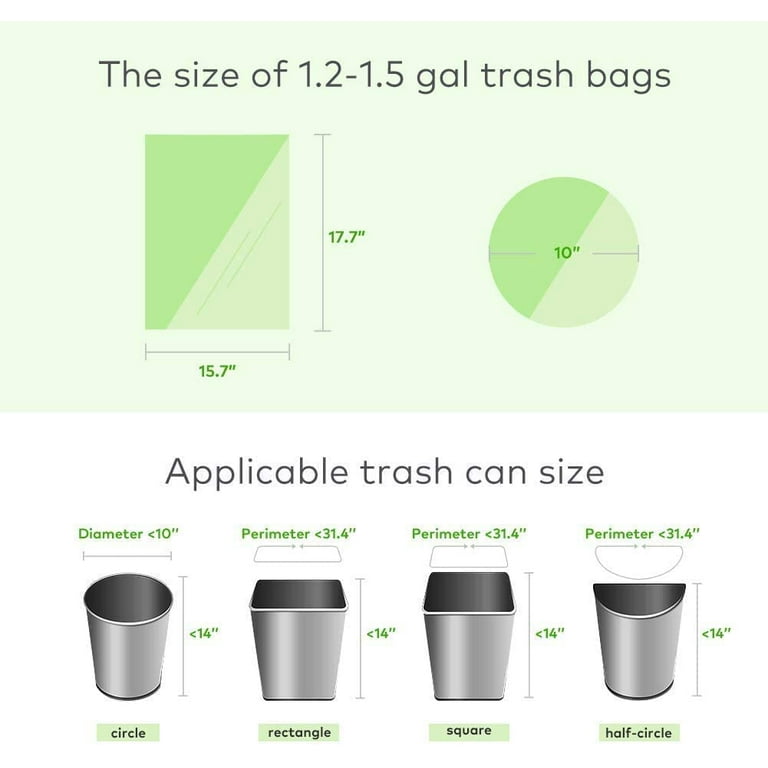 1.2 Gallon 220pcs Strong Drawstring Trash Bags Garbage Bags by Teivio,  Bathroom Trash Can Bin Liners, Code a fit 4.5-5 Liter, 0.8-1.2 and 1-1.3  Gal