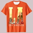 thumbnail image 2 of GUZOM Mens Los Angeles T-Shirt Orange, LA Graphic Tee with Palm Trees & Cityscape, Breathable Stretch Short Sleeve, Regular Fit Casual Shirt,Size L, 2 of 5