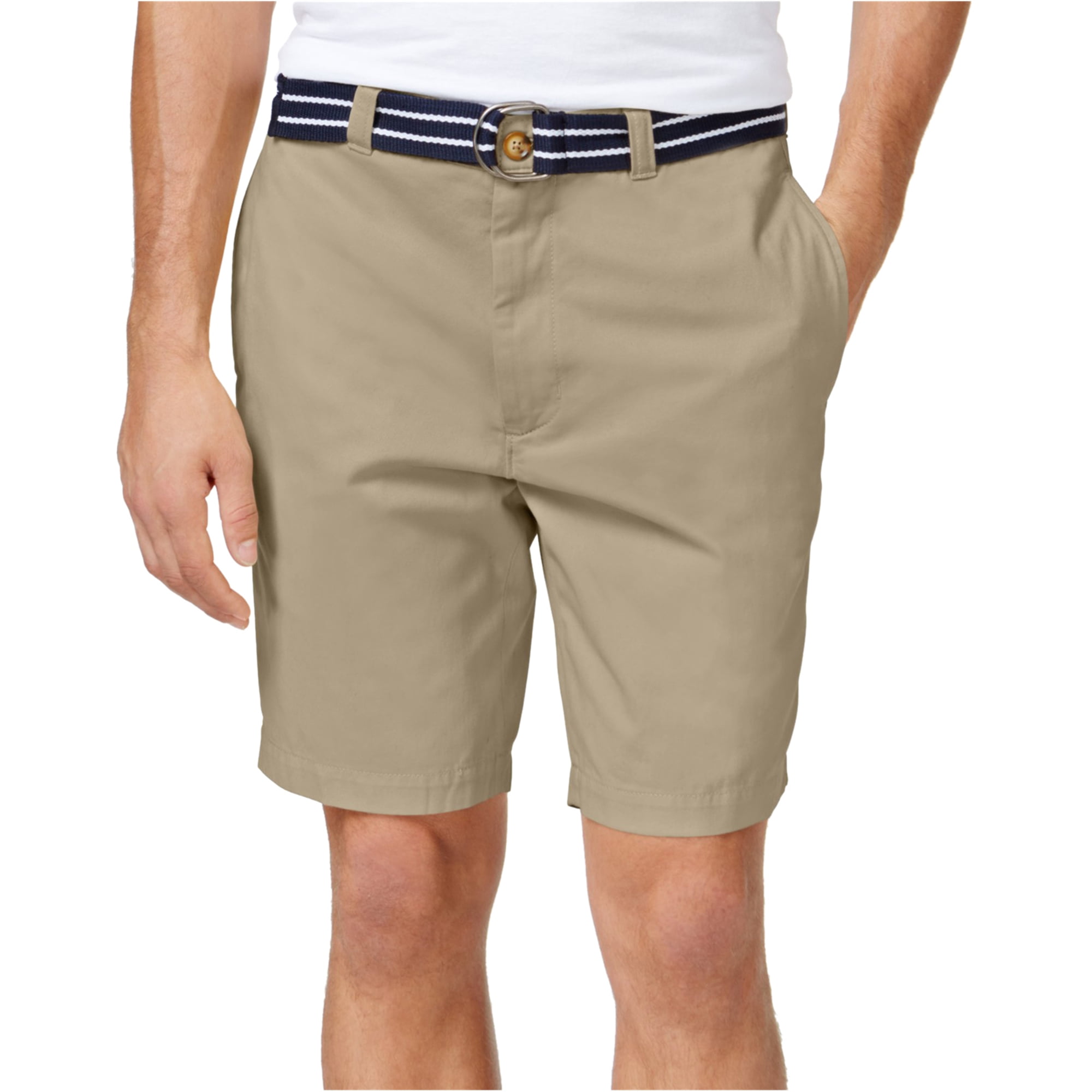Club Room Mens Flat Front With Belt Casual Chino Shorts 