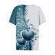 thumbnail image 5 of Camiseta de Mujer Camiseta Estampado Botón Manga Corta Diario Fin de Semana Moda Básica Cuello en V Regular Top Azul/S, 5 of 5