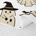 thumbnail image 5 of Homewish Halloween Ghost Twin Quilt Set, Witch Hat Pumpkin Twin Coverlet Set, Cream Brown White, 2-Piece 1 Bedspread and 1 Pillowcase, 5 of 7