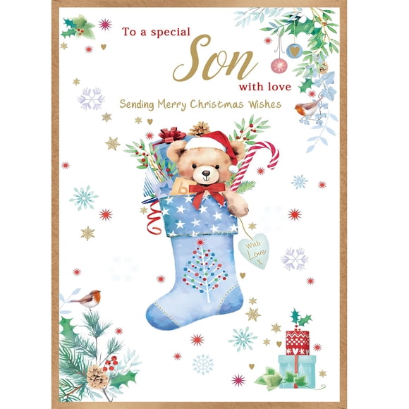 Tarjeta de Navidad HEJOYN Regalos de feliz Navidad para hijo