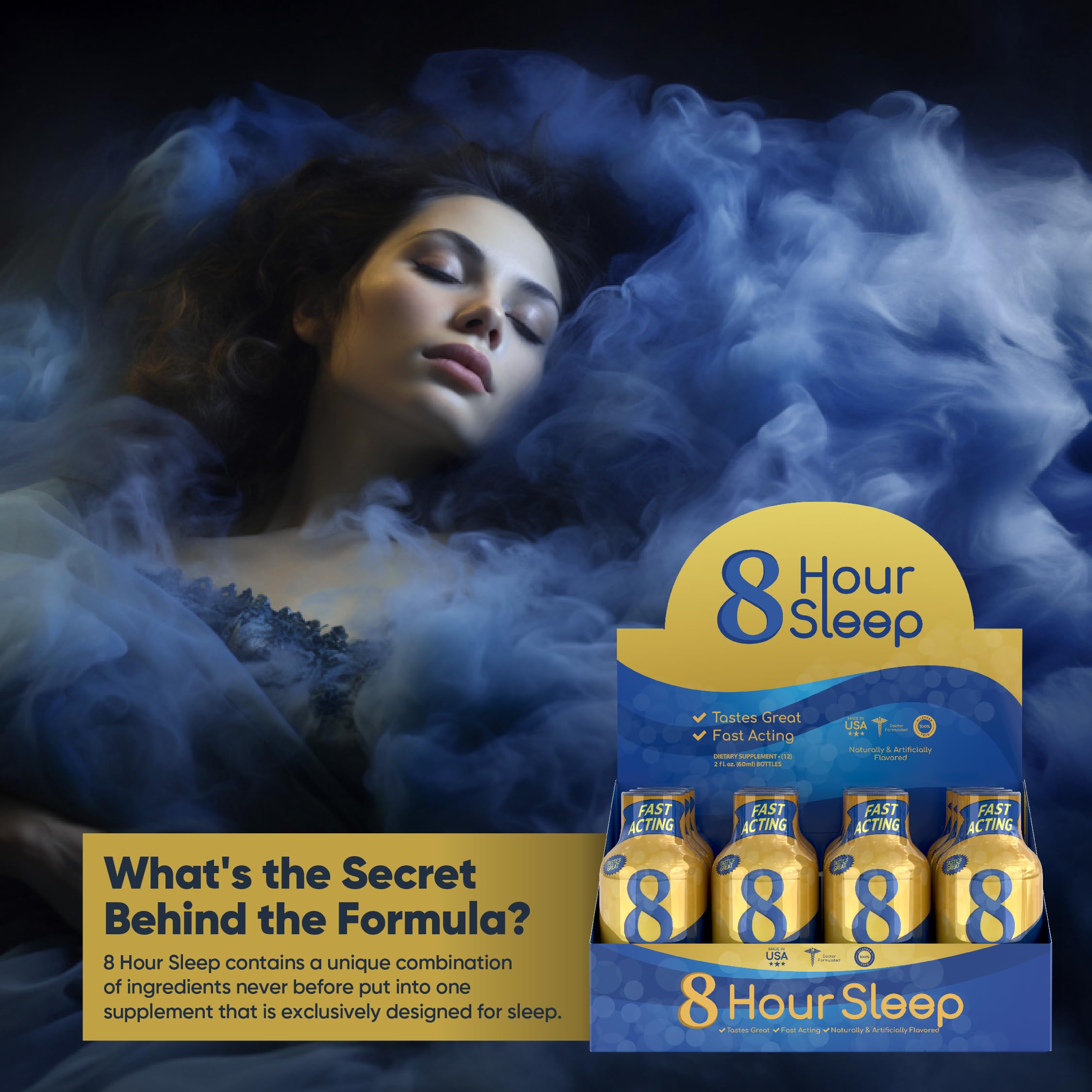 Vitamin Energy 8-Hour Sleep Support Shot, Mixed Berry, 12 Pack – 5mg Melatonin, 5-HTP & GABA, Zero Sugar, 1.93 fl oz