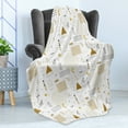 thumbnail image 4 of Indie Soft Flannel Fleece Throw Blanket, Memphis Fashion Elements Minimalist Geometric Abstract Vintage, Cozy Plush for Indoor and Outdoor Use, 60" x 80", Ginger Black White, by Ambesonne, 4 of 5