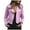 Pink, variant on Women's Retro Faux Leather Biker Jacket - Zip Up Short Motorcycle Coat with Pockets, Solid Color, Fuchsia, Size S