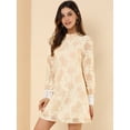 thumbnail image 4 of INSPIRE CHIC Robe Courte Décontractée pour Femme à Imprimé Floral, en Dentelle, à Volants, Col Ras du Cou, 4 of 6