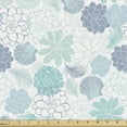 thumbnail image 1 of Botanical Fabric by the Yard, Repetitive Feather Mollusk Shell Succulent Print on Plain Backdrop, Decorative Upholstery Fabric for Sofas and Home Accents, White Seafoam Ceil Blue by Ambesonne, 1 of 5