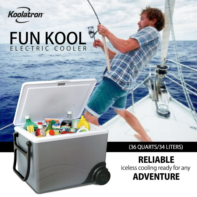 Koolatron - Fun Kool 26-Quart 12V Portable Cooler - Gray/Red