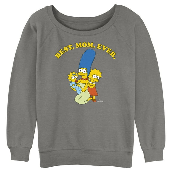 Junior's The Simpsons Marge Best Mom Ever  Sweatshirt Gray Heather Large