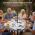 thumbnail image 3 of Round Outdoor Tablecloth with Umbrella Hole and Zipper, Black Floral Tablecloth with Elastic Waterproof, Retro Flowers Leaves Farmhouse Greek Key Patio Table Covers for 36" - 44" Picnic Pool Tables, 3 of 9