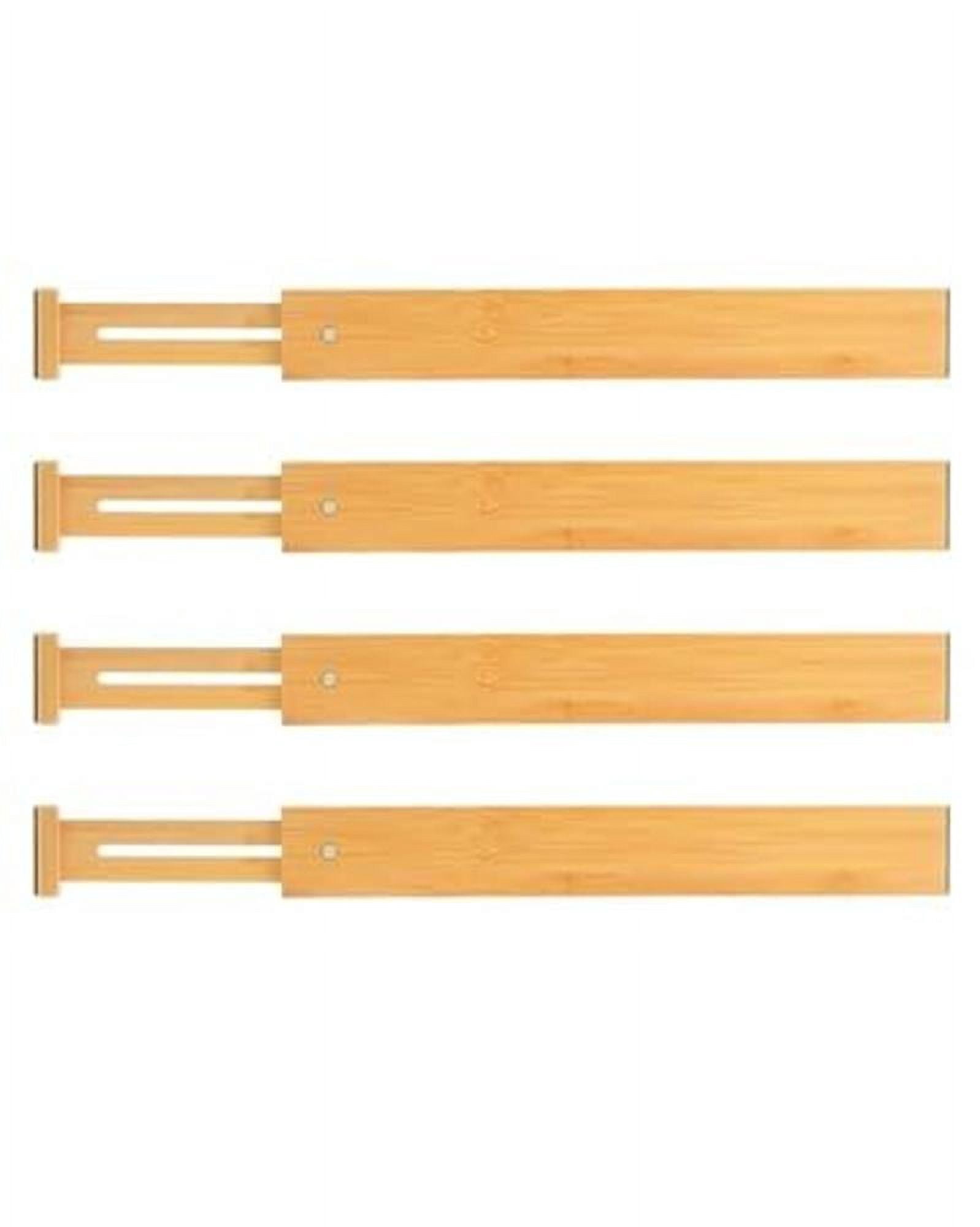 4PC 16.8-21.8 Inches Adjustable Bamboo Drawer Dividers, Expandable Kitchen Drawer Organizer for Large Utensils, Drawer Separators Organizationw