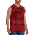 thumbnail image 2 of Balery Red Black Houndstooth Men's Sleeveless Muscle Shirts Workout Tank Top, Moisture Wicking, Odor Protection-XX-Large, 2 of 8