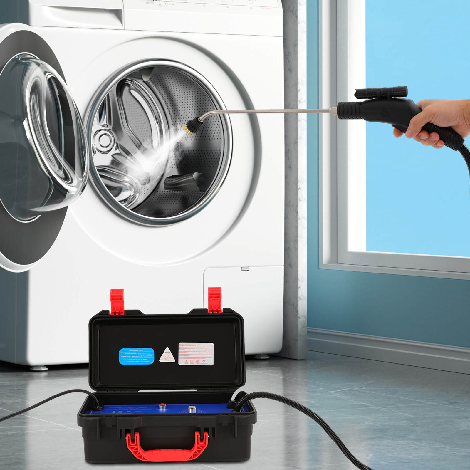 Portable Car Detailing Steam Cleaner High Pressure Vehicle Auto Cleaning Tool Black for Kitchens, Bathrooms