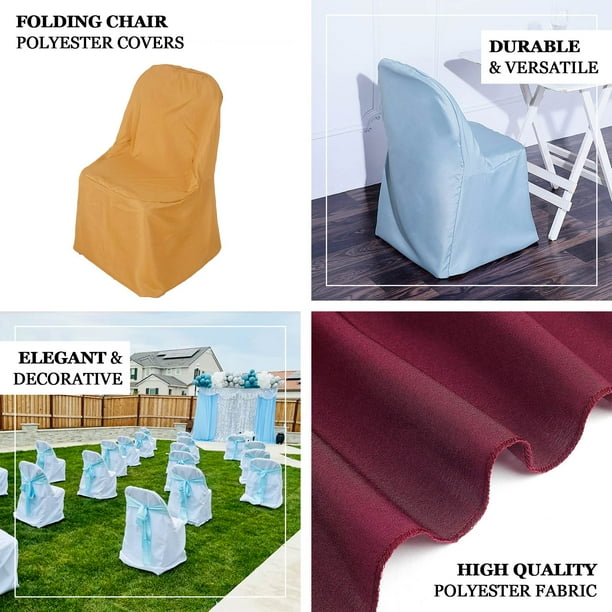 Efavormart Dusty Blue Polyester Folding Round Chair Covers Universal Stretch Chair Slipcovers Protector for Wedding Banquet and Party Walmart Business Supplies