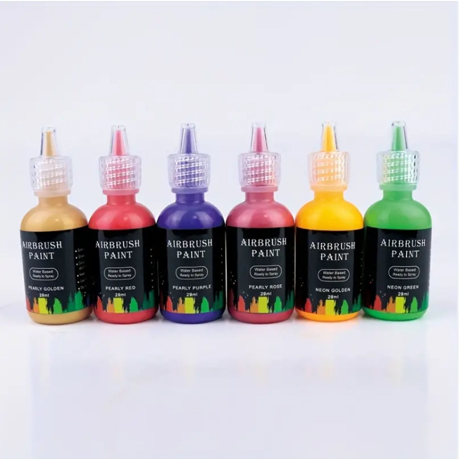6 Color Starter Acrylic Airbrush Paint Set with Reducer & Cleaner - 1 oz.  Bottles, 6 Acrylic Set - Ralphs