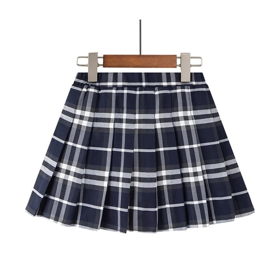 OOOUM Pleated Plaid Skirts For Girls Cassic Versatile A Line Short Skirts Children Basic Stylish Casual Outfits White 2-3 Years