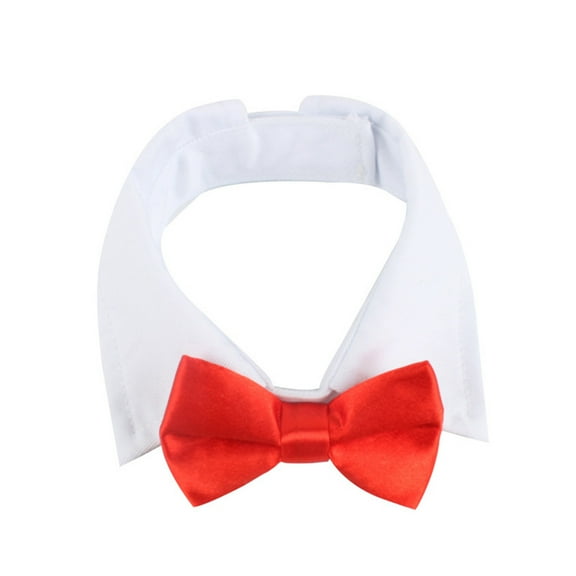 Necvior Classic Dogs Bowtie Handcrafted White Collar Striped Necktie for Small Pets