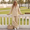 thumbnail image 6 of Linen Two Piece Sets for Women V Neck Zipper Matching Sets Loungewear Fall Travel Outfits Fashion 2026 ,2XL, 6 of 7