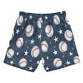 thumbnail image 2 of Kids' Soft & Stylish Beach Shorts 100% Quick-Dry Polyester Boys' Swim Board Shorts Baseball Stars Pattern Swim Trunks, 2 of 8