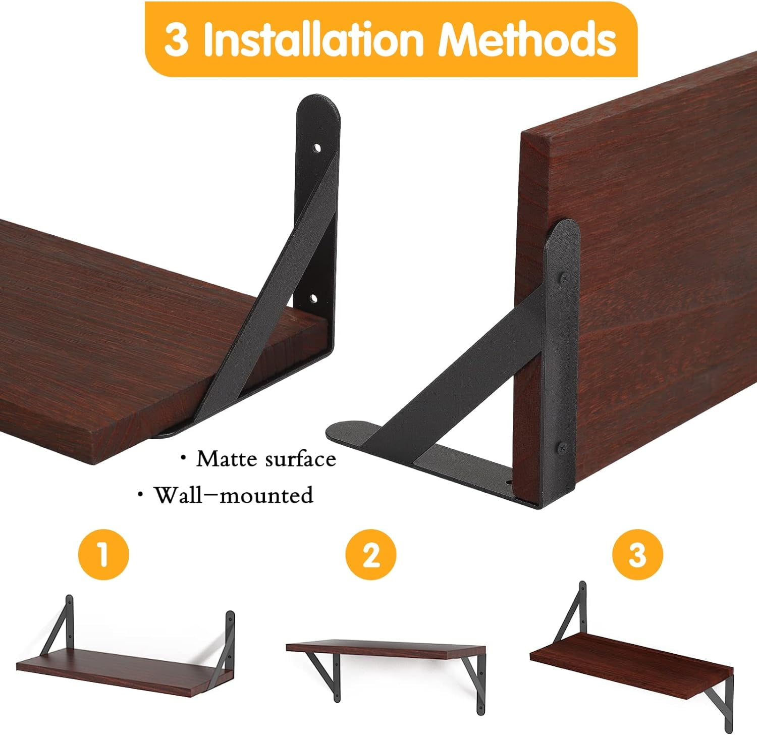 Fairy Floating Shelves, Set of 4, Walnut Brown, Multifunctional Wall-Mounted Shelves for Living Room, Bathroom, Kitchen, or Bedroom