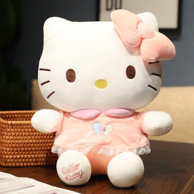 Venta al por mayor, nuevo diseño, lindo, vestido colorido, Sanria KT, gato, muñeco de peluche, máquina de garra, juguete Popular