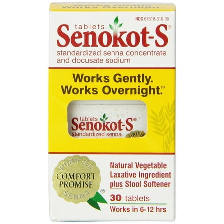 Senokot-S Natural Vegetable Laxative Ingredient Tablets, 30 (Best Over The Counter Medication For Constipation)