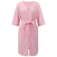 thumbnail image 2 of EFINNY Women's Zipper Tie Robes Housecoats Nightgowns 3/4 Sleeves Waffle Bathrobe Knee Length Ultra Soft Loungewear Lightweight Nightwear with Pockets, S-2XL, 2 of 11