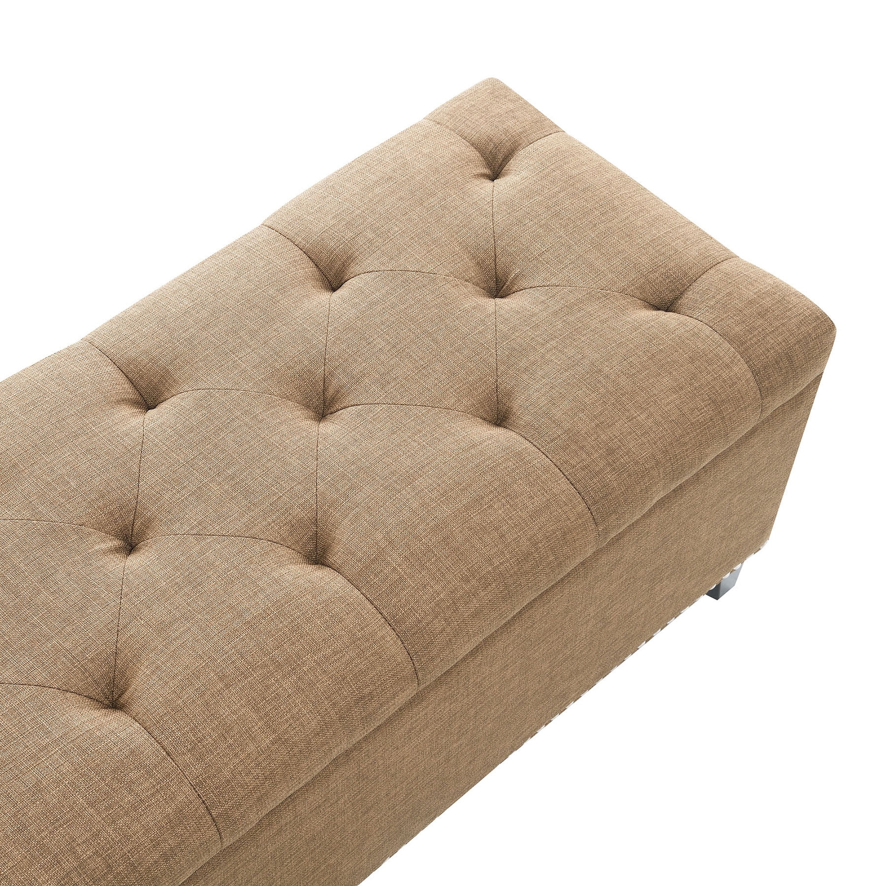 S-HOME Versatile 47.5-Inch Ottoman Storage Seat  with Safety Close Hinge, Teddy Upholstered Ottoman for Home Organization, Brown