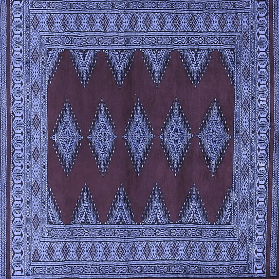Ahgly Company Machine Washable Indoor Square Persian Blue Traditional Area Rugs, 6' Square