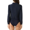 thumbnail image 3 of Camisa Leotardo INSPIRE CHIC para Mujer, Casual de Negocios, con Cuello, Botones, Manga Larga, Body Top, Talla XS, Azul Marino, 3 of 6