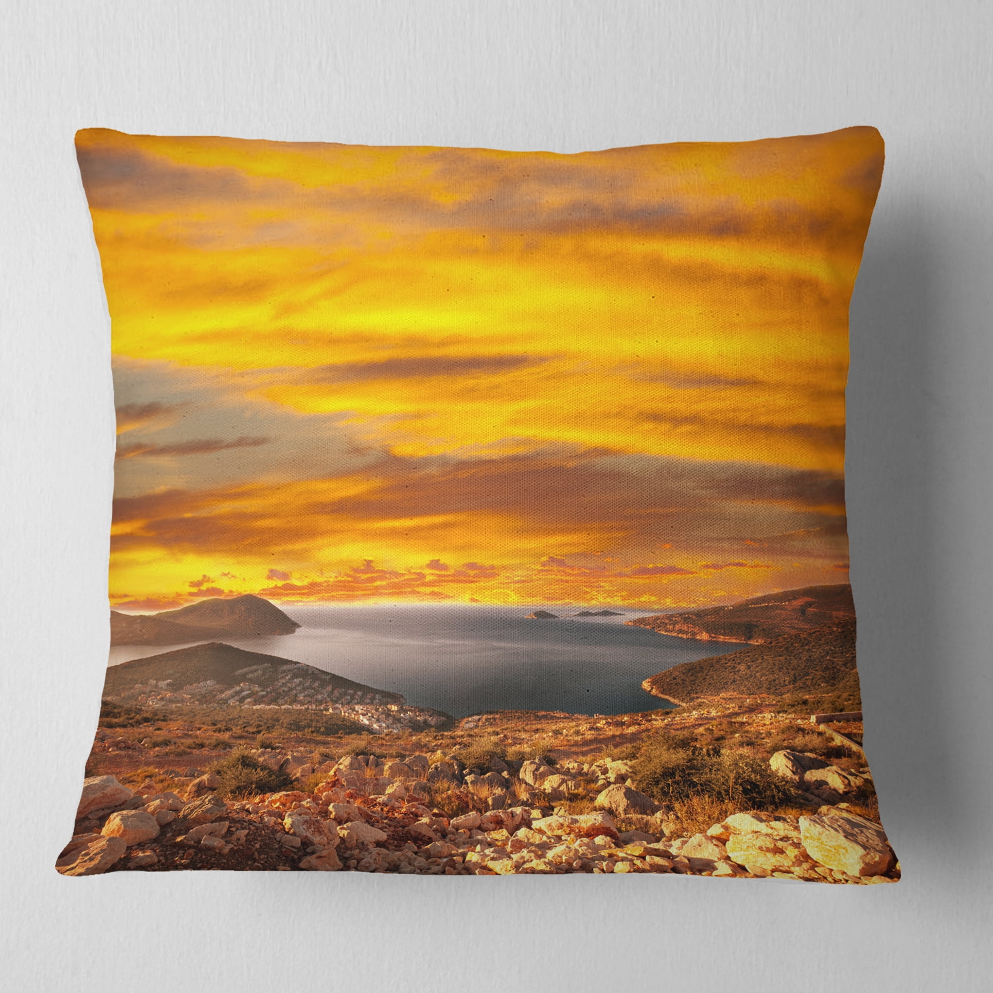 Designart 18" x 18" Yellow Polyester Throw Pillow