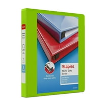 Staples Heavy Duty 1" 3-Ring View Binder Chartreuse (24666) 56319-CC/24666