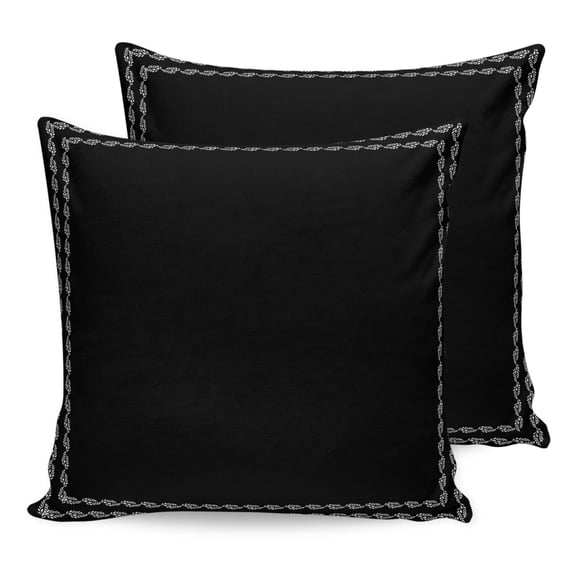 Pillow Covers 26x26 Set of 2, Black Textured Throw Pillow Covers Decorative Couch Cushion Cover, Farmhouse Country Woven Striped Microfiber Soft Square Pillowcases for Bedroom Living Room Sofa