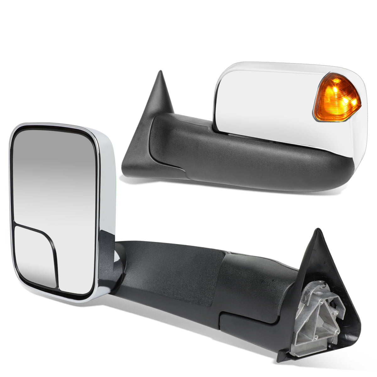 Perfit Zone Compatible TOWING MIRROR Replacement Fit For 1994-1997 DODGE RAM PAIR POWERED,Without SIGNAL,BLACK Power 