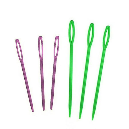 6pcs Large-Eye Plastic Needles Weaving Sewing Knitting Needles Colorful | Walmart Canada